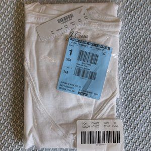 NWT J.Crew White Supersoft Supima® Raw-edge V-neck T-shirt Size M